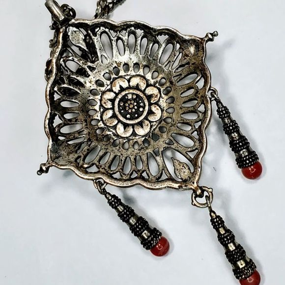 Lucky Brand Moroccan Style Antique Silver and Multicolor Bead Necklace - Picture 6 of 8